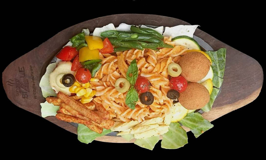 Jain Fusilli Pasta Sizzlers