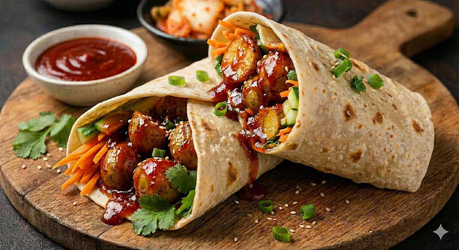 Korean Aloo Chilli Wrap