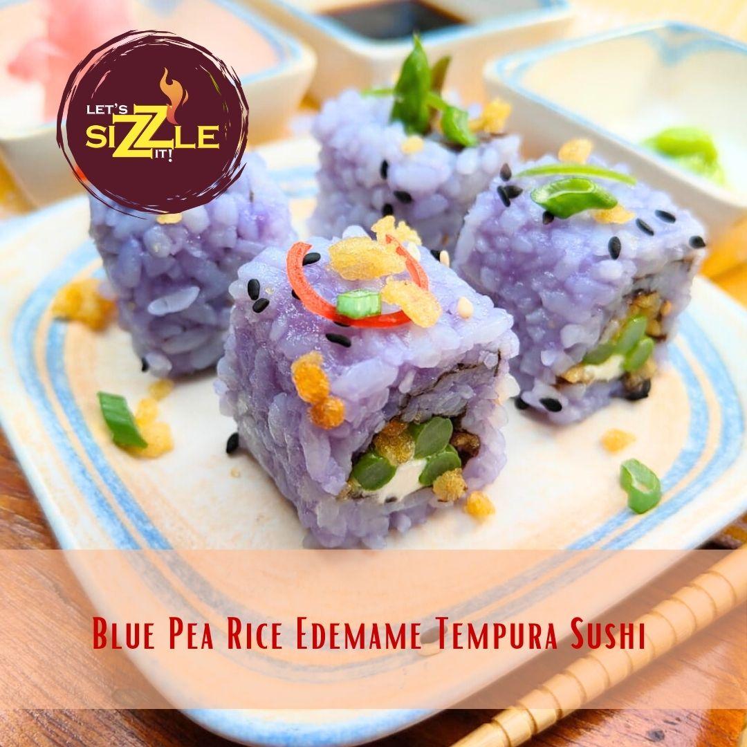 Blue Pea Rice Edamame Tempura Sushi