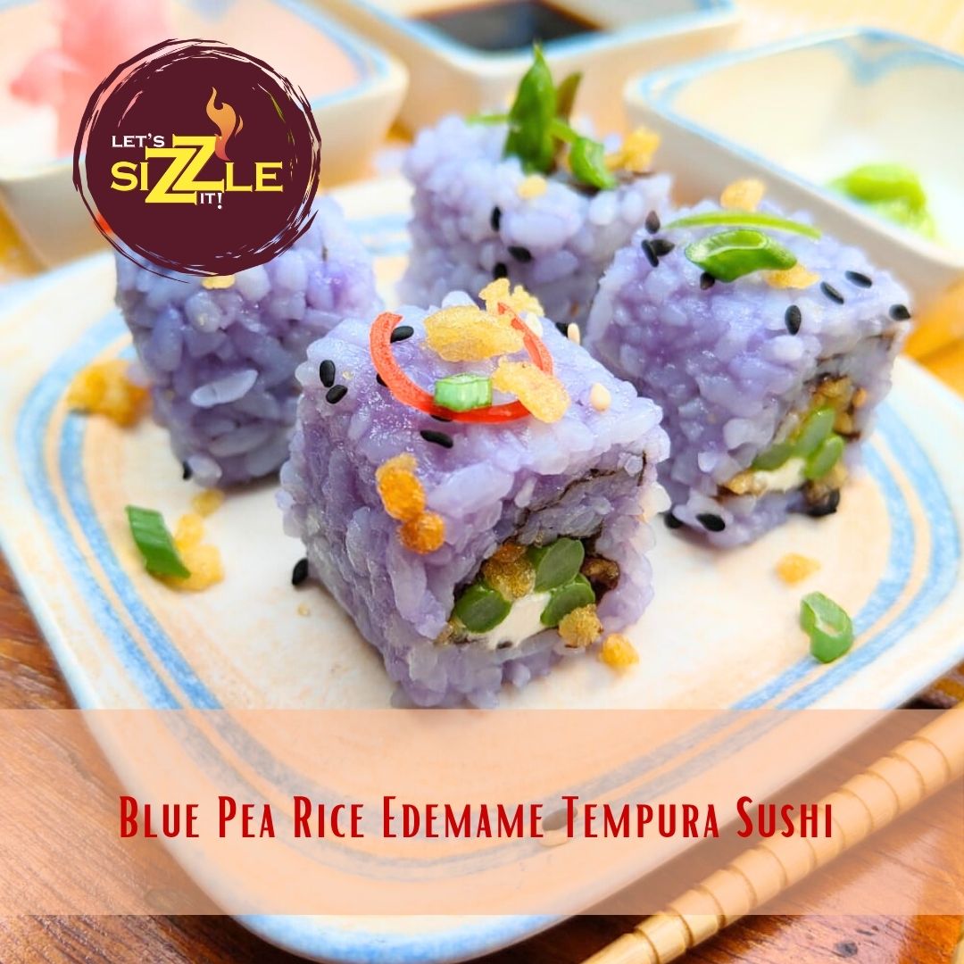 Blue Pea Rice Edamame Tempura Sushi