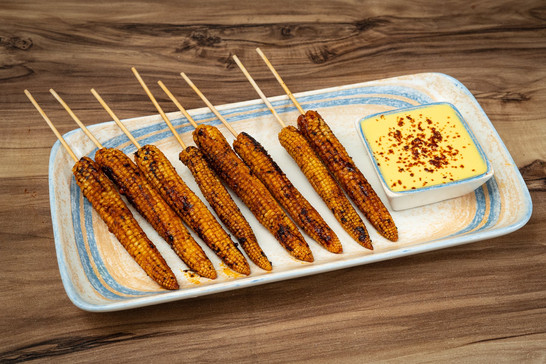 Charred Baby Corn With Corn Mousse