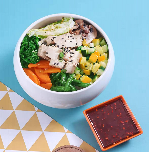 Korean Bibimbap Rice Bowl With Tofu