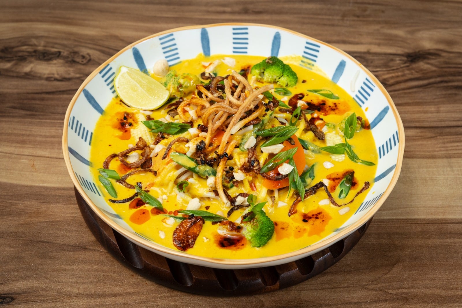Burmese Khao Suey Noodle Soup Bowl