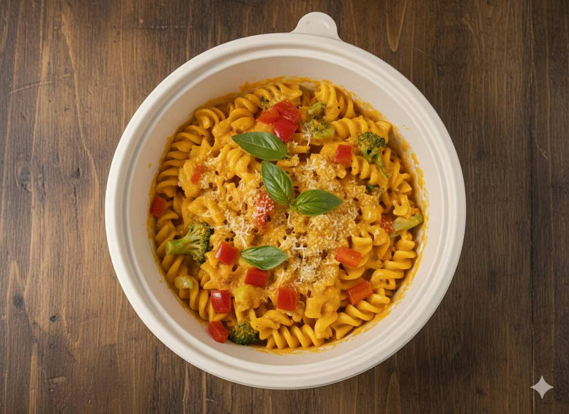 Italian Fussili Pasta In Pink Sauce